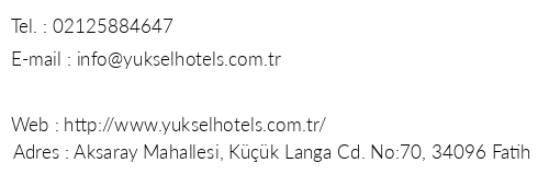 Yksel stanbul Yenikap Hotel telefon numaralar, faks, e-mail, posta adresi ve iletiim bilgileri
